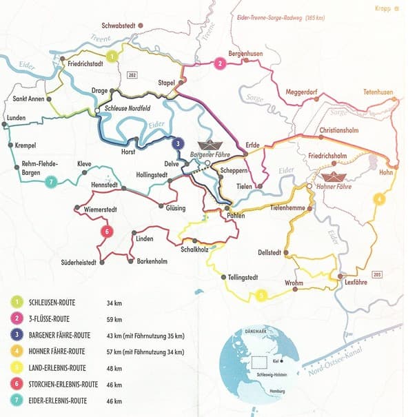 Karte der Eider-Treene-Sorge-Flusslandschaft